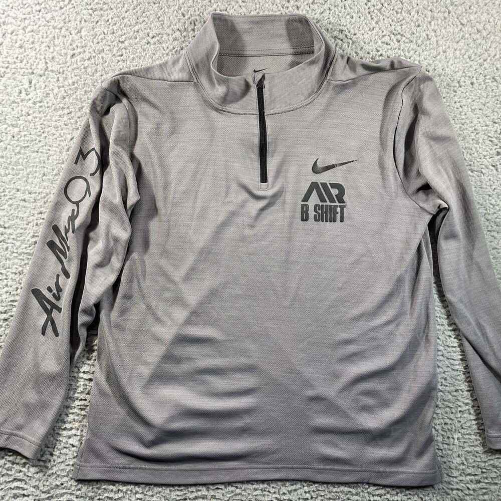 Nike Air Max 93 B Shift Dri-FIT 1/4 Zip Pullover Mens Large Grey AR3716-056